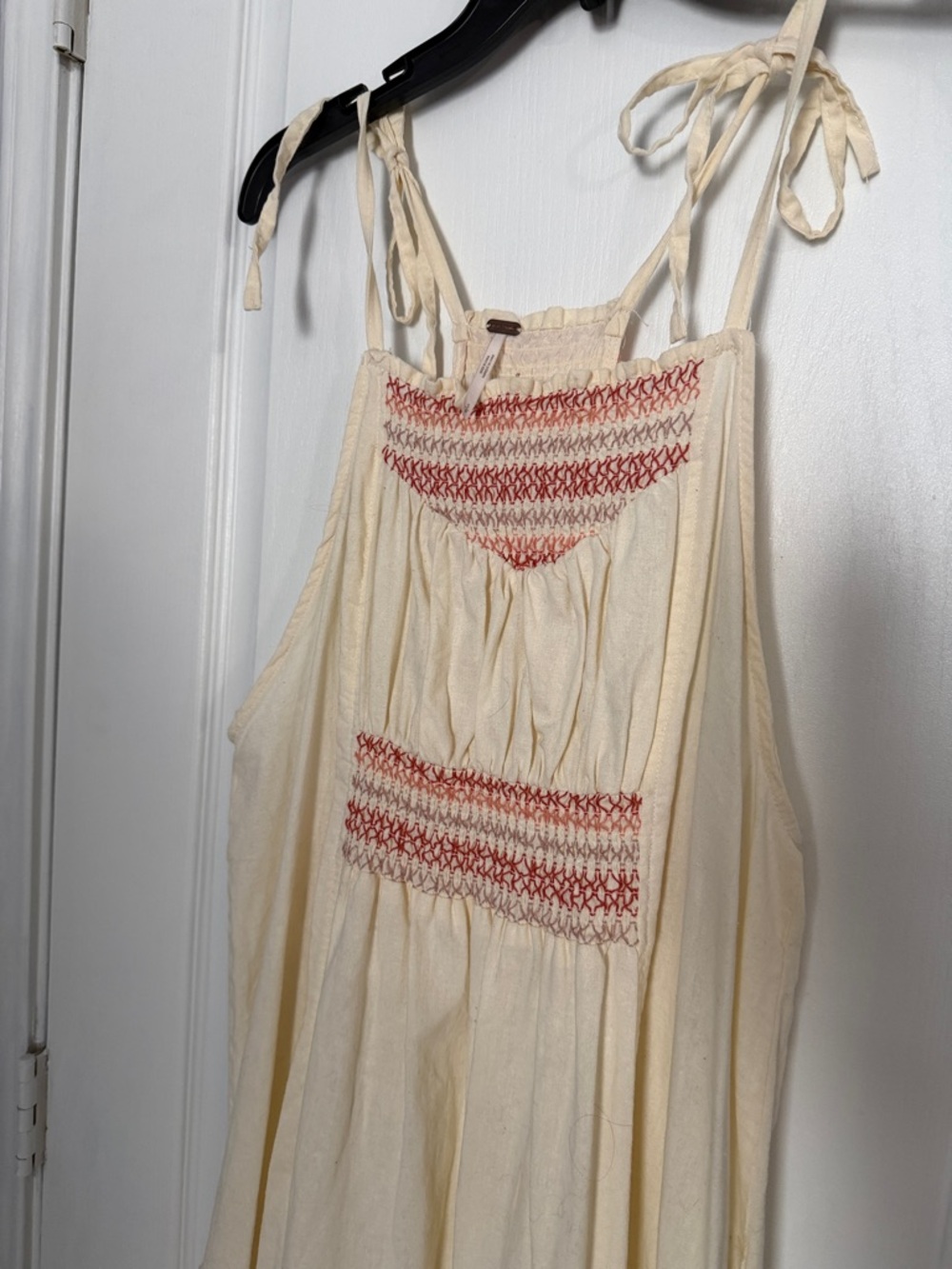 Free People Cream Maxi Dress with Pink Trim